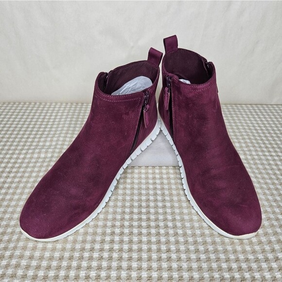 Cole Haan Zerogrand City Waterproof Winetasting Red Nubuck Suede Ankle Booties - Picture 1 of 10